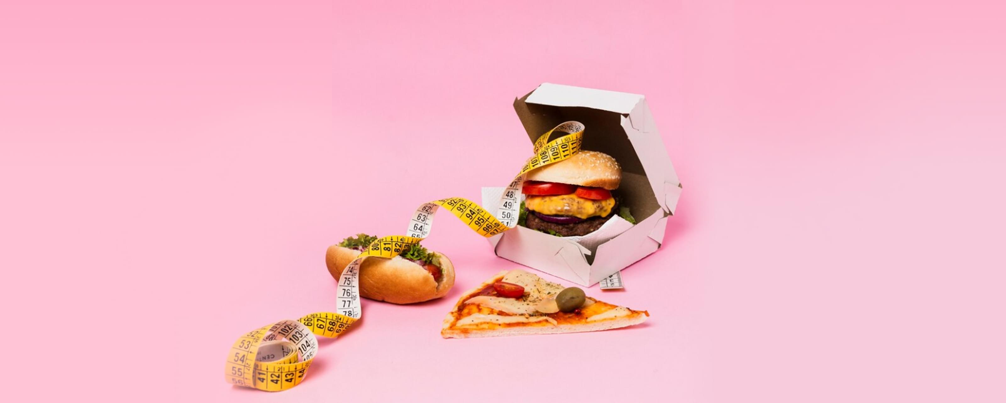 Вредная пища с мерной лентой